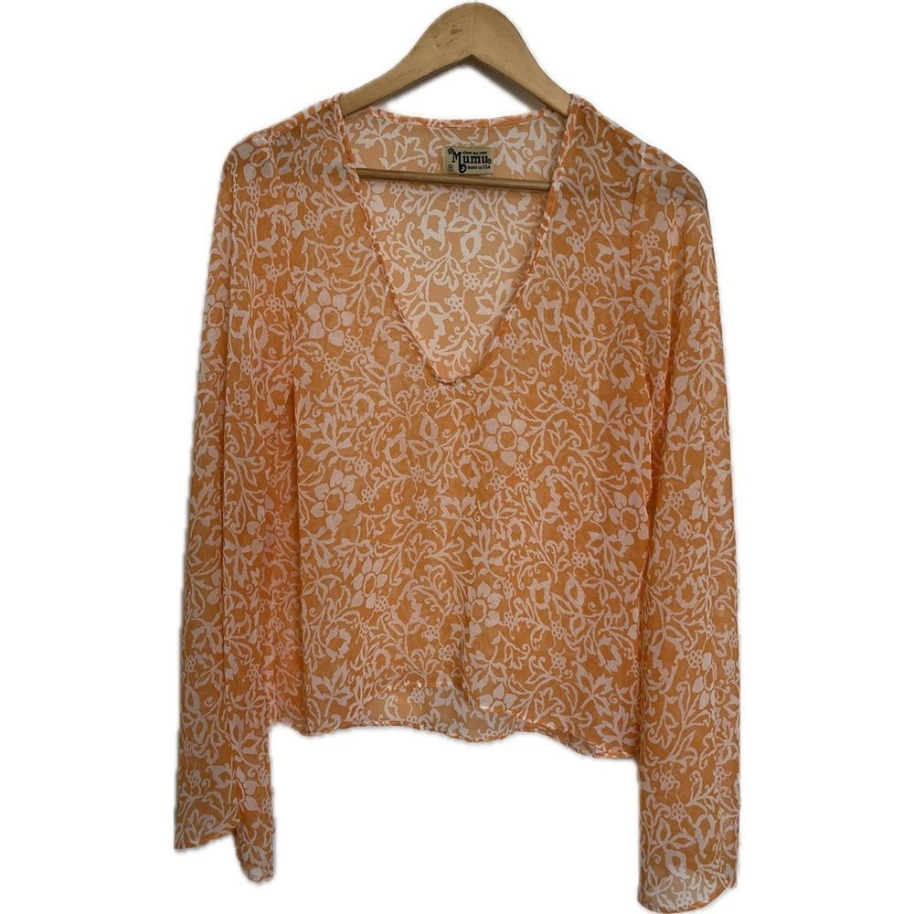 Show Me Your Mumu Made in USA Orange Swirl Bell Sleeve Bohemian Hippie Summer M